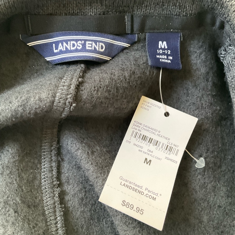 Lands' End Women's NWT Medium Charcoal Gray Fleece Zip Up Jacket - Picture 10 of 10